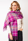 Serafina Collection Tartan Wool Wrap Scarf, Pink
