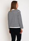 Serafina Collection One Size Gold Button Striped Cardigan, Navy