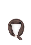 Serafina Satin Pearl Magnetic Neck Scarf, Brown