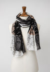 Serafina Collection Butterfly Print Lightweight Scarf, Black