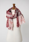 Serafina Collection Butterfly Print Lightweight Scarf, Pink