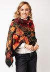 Serafina Collection Flower Print Pashmina, Orange Multi