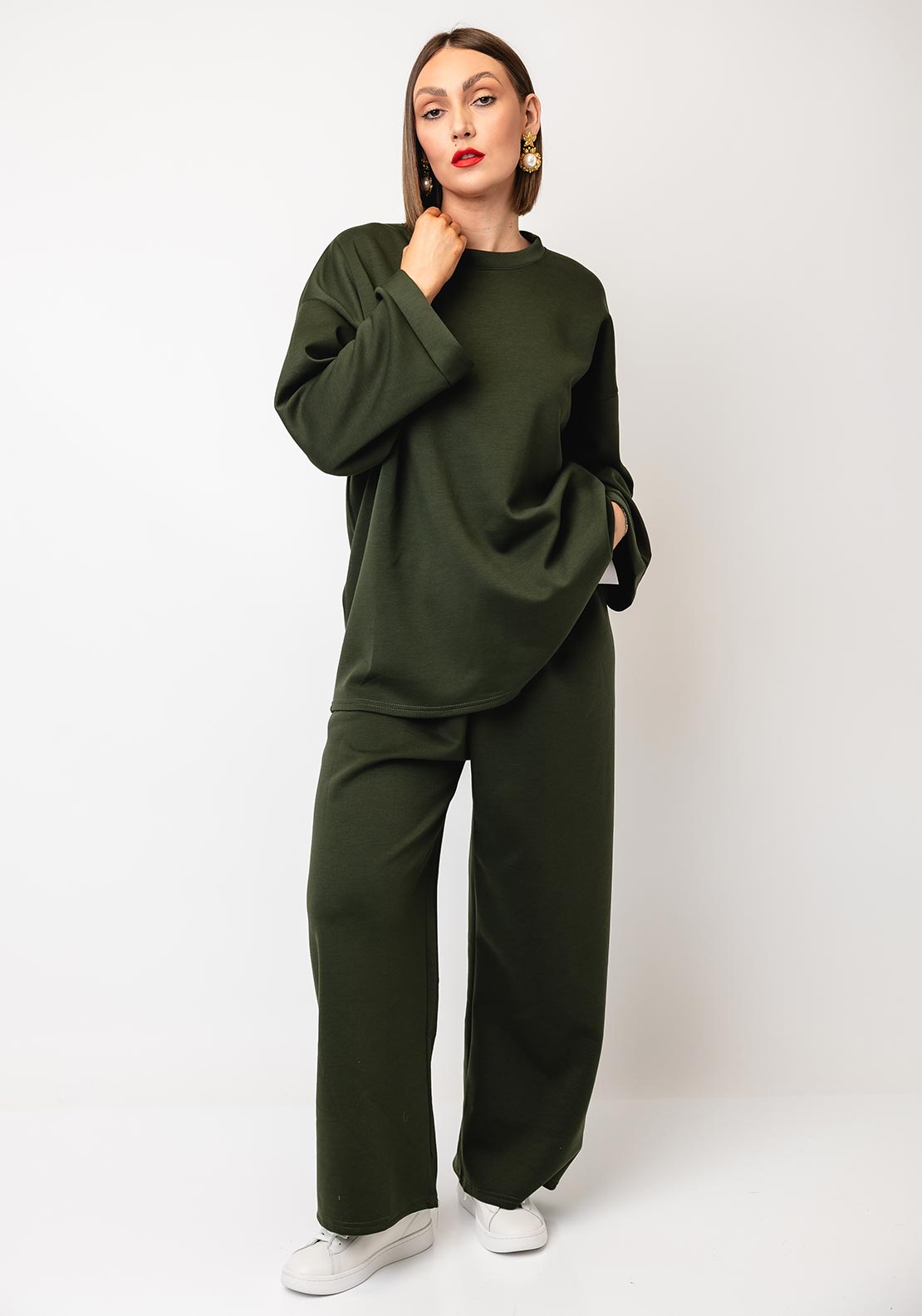 Serafina Collection One Size Sweatshirt and Trouser Co-Ord, Green