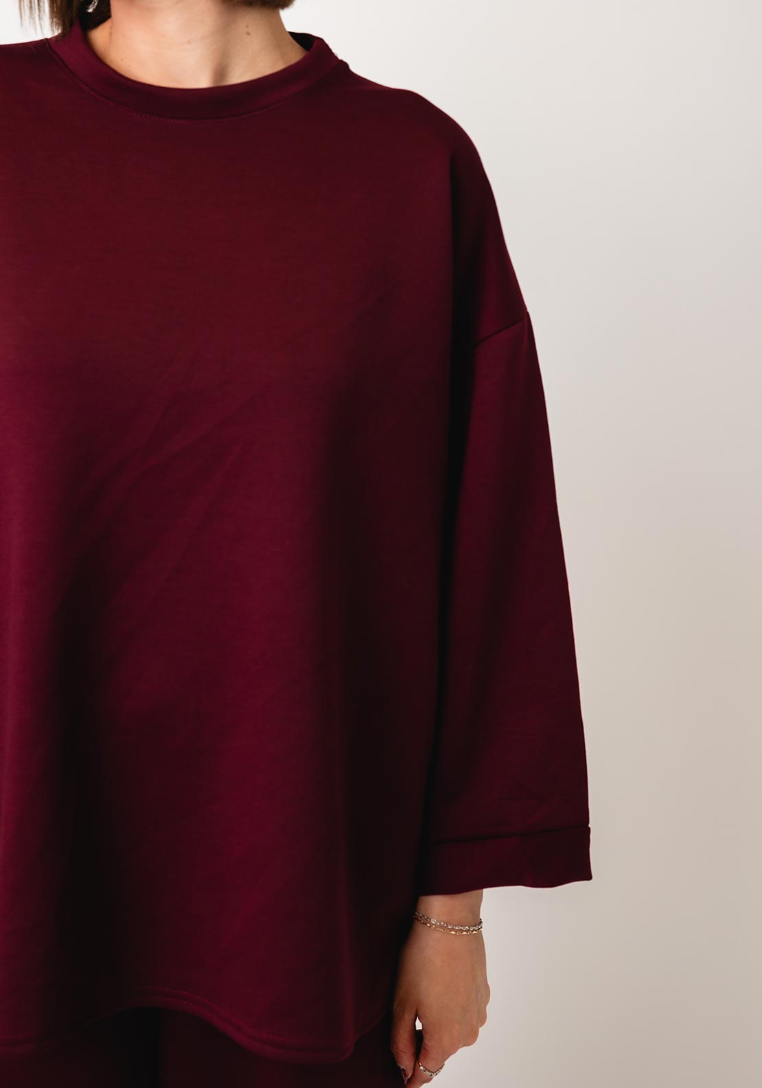 Serafina Collection One Size Sweatshirt and Trouser Co-Ord, Wine