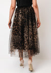 Serafina Collection One Size Leopard Print Tulle Skirt, Black