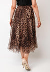 Serafina Collection One Size Leopard Print Tulle Skirt, Brown