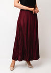 Serafina Collection Satin Effect Pleated Skirt, Wine