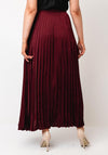 Serafina Collection Satin Effect Pleated Skirt, Wine