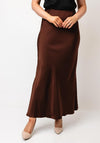Serafina Collection Satin Effect Maxi Skirt, Brown