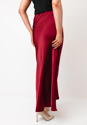 Serafina Collection Satin Effect Maxi Skirt, Wine