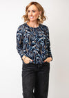 Sunday Brush Stroke Print Jersey Top, Navy