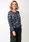 Sunday Brush Stroke Print Jersey Top, Navy