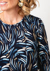 Sunday Brush Stroke Print Jersey Top, Navy