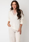 Grace & Mila V Neck Wool Blend Jumper, Cream