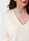 Grace & Mila V Neck Wool Blend Jumper, Cream