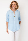 Serafina V-Neck with Button Detail Mini Dress, Blue