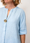 Serafina V-Neck with Button Detail Mini Dress, Blue