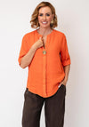 Serafina Linen with Button Detail Top, Orange