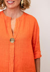 Serafina Linen with Button Detail Top, Orange