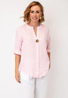 Serafina Linen with Button Detail Top, Light Pink