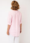 Serafina Linen with Button Detail Top, Light Pink