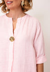 Serafina Linen with Button Detail Top, Light Pink