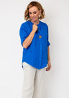 Serafina Linen with Button Detail Top, Royal Blue