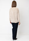 Serafina Collection One Size Embossed Logo Ribbed Sweater, Beige