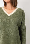 Serafina Collection One Size Embossed Logo Ribbed Sweater, Green