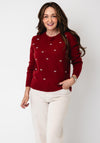 Serafina Collection Knitted with Bow Detail Jumper, Red