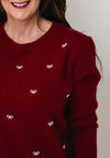 Serafina Collection Knitted with Bow Detail Jumper, Red
