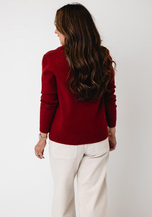 Serafina Collection Knitted with Bow Detail Jumper, Red