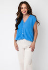Serafina Collection Knitted Sleeveless Cardigan, Blue