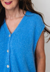 Serafina Collection Knitted Sleeveless Cardigan, Blue