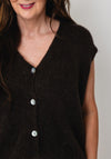 Serafina Collection Knitted Sleeveless Cardigan, Brown