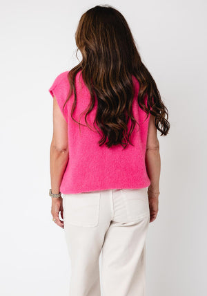 Serafina Collection Knitted Sleeveless Cardigan, Pink