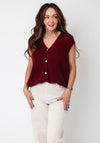 Serafina Collection Knitted Sleeveless Cardigan, Wine