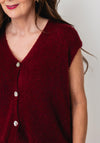 Serafina Collection Knitted Sleeveless Cardigan, Wine