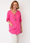 Serafina Linen with Button Detail Top, Pink