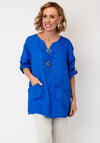 Serafina Linen with Pocket Detail Top, Royal Blue