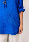 Serafina Linen with Pocket Detail Top, Royal Blue