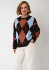 Serafina Collection One Size Argyle Print Jumper, Brown Multi