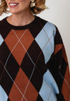 Serafina Collection One Size Argyle Print Jumper, Brown Multi