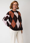 Serafina Collection One Size Argyle Print Jumper, Brown Multi