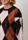 Serafina Collection One Size Argyle Print Jumper, Brown Multi