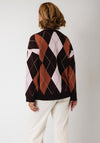 Serafina Collection One Size Argyle Print Jumper, Brown Multi