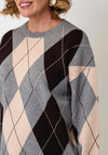Serafina Collection One Size Argyle Print Jumper, Grey Multi