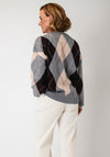 Serafina Collection One Size Argyle Print Jumper, Grey Multi