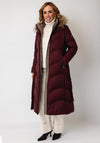 Serafina Collection Longline with Faux Fur Detail Coat, Wine
