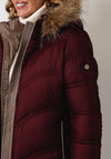 Serafina Collection Longline with Faux Fur Detail Coat, Wine